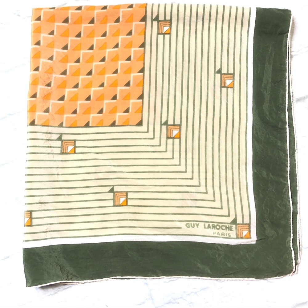 Guy Laroche Paris silk vintage Art Deco scarf - Picture 3 of 8
